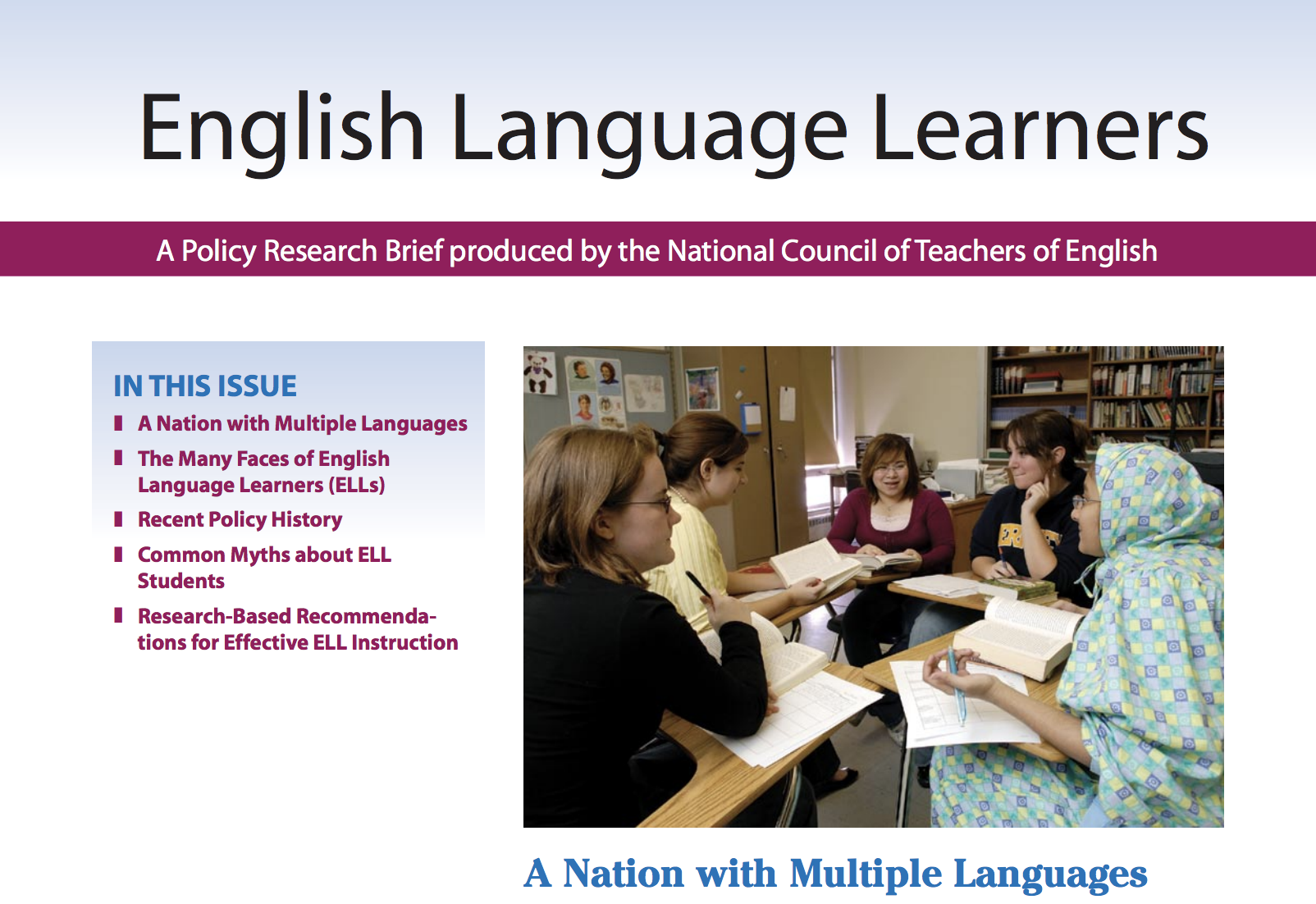 English Language Learners National Council Of Teachers Of English